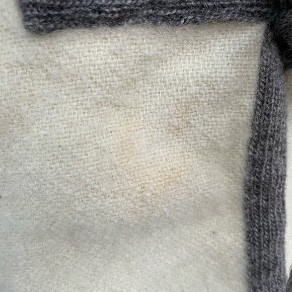 Alafoss of Iceland Ice Wool Jacket Cream and Gray Tie Front Pockets Hooded - Picture 8 of 12